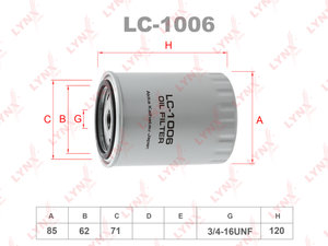 Изображение 1, LC1006 Фильтр масляный FORD Focus, Fiesta, Transit D76ммхH124ммx1bar LYNX