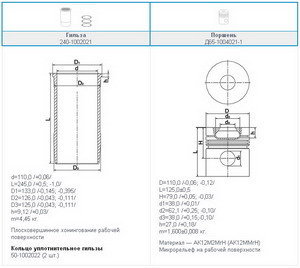 Изображение 2, Д65-1000105-С Гильза с поршнем Д-65 (гильза, поршень, уп/к, п/к,  38мм) МОТОРДЕТАЛЬ
