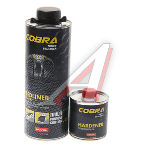 Изображение 1, 90363 Антигравий черный сверхпрочное покрытие COBRA 600мл с отвердителем 0.2л NOVOL