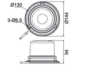 Изображение 7, 370-34-004 Маяк импульсный 12/24V светодиодный стационарный желтый MEGAPOWER