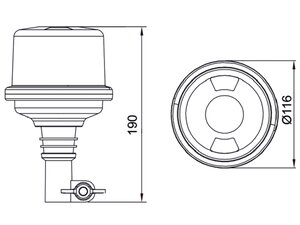 Изображение 4, 370-34-007 Маяк импульсный 12/24V светодиодный кронштейн DIN желтый MEGAPOWER