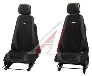 Изображение 1, AUT-1100 BK/BK Накидка на сиденье алькантара стеганая/эко-кожа черная (11 предметов) Autobiography AUTOPROFI