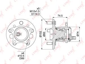 Изображение 1, WH1494 Ступица TOYOTA Camry (V50) задняя правая LYNX