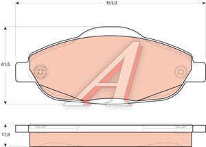 Изображение 4, GDB1761 Колодки тормозные PEUGEOT 308 (07-),  3008 (09-) передние (4шт.) TRW