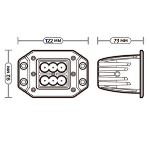 Изображение 5, AE18RT-6LED-EMB-73HC Фара рабочего света 122х92х73 18Вт 6 светодиодов направленный свет AVTOELECTRICA