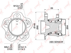 Изображение 1, WH1514 Ступица NISSAN Qashqai (14-) задняя LYNX