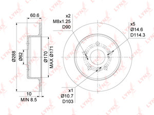 Изображение 1, BN1148 Диск тормозной TOYOTA Harrier (97-03) задний (1шт.) LYNX