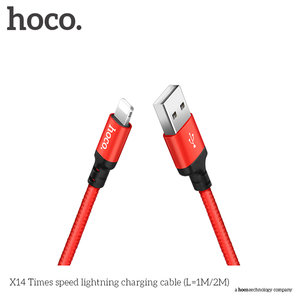 Изображение 3, X14 Кабель iPhone (5-) 1м красный HOCO