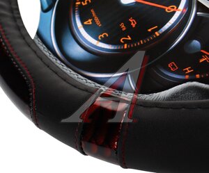 Изображение 2, MIS-SWC861 BR (M) Оплетка руля (M) 37-39см черная с коричневой вставкой MISTAR