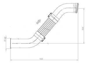 Изображение 2, 22230 Труба приемная глушителя DAF с гофрой (нерж.) с хомутами (99327 цинк) E-line DINEX