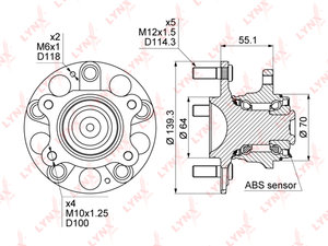 Изображение 4, WH1023 Подшипник ступицы HONDA Civic 4D, 5D (06-) задней LYNX