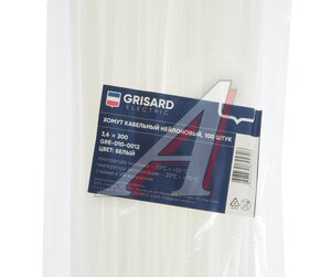 Изображение 2, GRE-010-0012 Хомут-стяжка 200х3.6 пластик белый (100шт.) GRISARD ELECTRIC