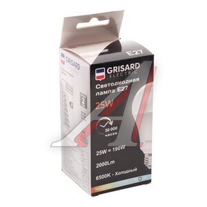 Изображение 3, GRE-002-0102 Лампа светодиодная E27 A70 25W (190W) 220V холодный GRISARD ELECTRIC