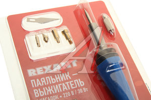 Изображение 3, 12-0183 Паяльник 30Вт/220В выжигатель по дереву (6 насадок) REXANT