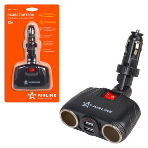 Изображение 4, ASP-2TU-08 Разветвитель прикуривателя 2-х гнездовой 12V 2USB AIRLINE