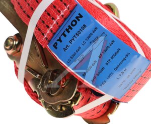 Изображение 4, PYT50108 Стяжка крепления груза 10т 8м-50мм с храповиком Python РОМЕК