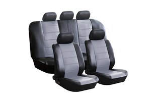 Изображение 1, KT 835622 Авточехлы универсальные экокожа черно-серые Fashion KRAFT