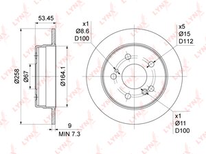 Изображение 3, BN1075 Диск тормозной MERCEDES C (W202), 190 (W201) задний (1шт.) LYNX
