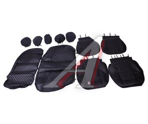 Изображение 1, GND1000 Авточехлы универсальные экокожа черные (11 предм.) Grand PREMIER
