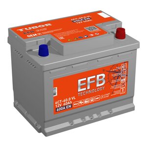 Изображение 1, 6СТ60(0) Аккумулятор TUBOR EFB 60А/ч обратная полярность