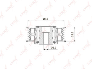 Изображение 1, PB7016 Ролик приводного ремня MERCEDES C (W202) (93-00) обводной LYNX