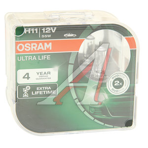 Изображение 2, 64211ULT-HCB Лампа 12V H11 55W PGJ19-2 бокс (2шт.) Ultra Life OSRAM