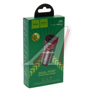 Изображение 4, Z49 серый Устройство зарядное в прикуриватель 2USB 12V HOCO