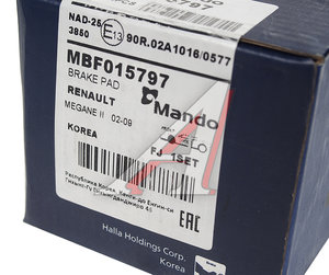 Изображение 4, MBF015797 Колодки тормозные RENAULT Megane 2 (03-) передние (4шт.) MANDO