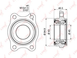Изображение 1, WB1001 Подшипник ступицы VW Passat (01-05) AUDI A4, A6 передней LYNX