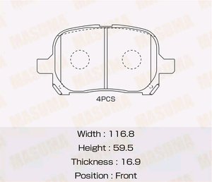 Изображение 2, MS-1401 Колодки тормозные TOYOTA Camry (V20) LEXUS передние (4шт.) MASUMA