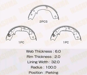 Изображение 2, MK-6903 Колодки тормозные MITSUBISHI Pajero,  Montero (00-) задние барабанные (4шт.) MASUMA