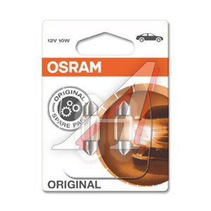 Изображение 2, 6438-2BL Лампа 12V C10W SV8.5-8 31мм блистер (2шт.) OSRAM