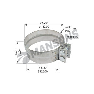 Изображение 1, 900.618 Хомут глушителя VOLVO FH переходной (d1=127 d2=132) MANSONS