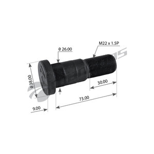 Изображение 3, 300.530 Шпилька колеса FRUEHAUF TRAILOR (М22х1.5х74) MANSONS