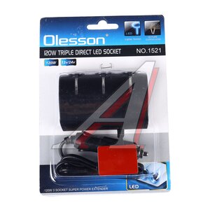 Изображение 3, NO.1521 Разветвитель прикуривателя 3-х гнездовой 12-24V OLESSON