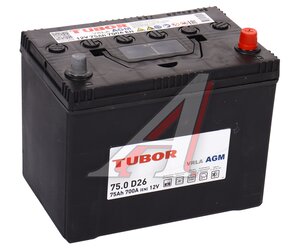 Изображение 1, 6СТ75(0) D26 Аккумулятор TUBOR AGM 75А/ч обратная полярность