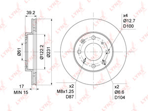 Изображение 3, BN1046 Диск тормозной HONDA Fit (GD1) передний (1шт.) LYNX