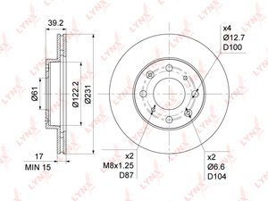 Изображение 3, BN-1046 Диск тормозной HONDA Fit (GD1) передний (1шт.) LYNX