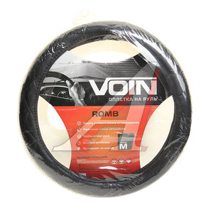 Изображение 1, OPLV0501 Оплетка руля (M) 37-39см черная экокожа Romb VOIN