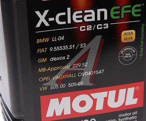 Изображение 2, 111688 Масло моторное 8100 X-CLEAN EFE 5W30 синт.5л MOTUL