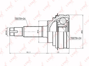 Изображение 1, CO7508 ШРУС наружный TOYOTA Vista (98-03) комплект LYNX