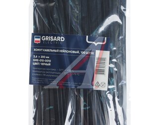 Изображение 2, GRE-010-0010 Хомут-стяжка 200х3.6 пластик черный (100шт.) GRISARD ELECTRIC