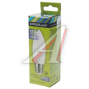 Изображение 2, LED-C35-11W-E27-6K Лампа светодиодная E27 C35 11W (95W) 220V дневной свет ERGOLUX