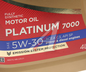 Изображение 2, 600149 Масло моторное Platinum 7000 C3/SP 5W30 синт.4л SINTEC