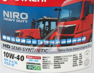 Изображение 2, 1D120 Масло дизельное NIRO HD CI-4/SL/E7 10W40 п/синт.19л TOTACHI