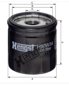 Изображение 2, H90W34 Фильтр масляный PEUGEOT Boxer (14-) HENGST