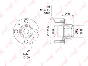 Изображение 1, WH1363 Ступица CHEVROLET Aveo (05-) задняя LYNX