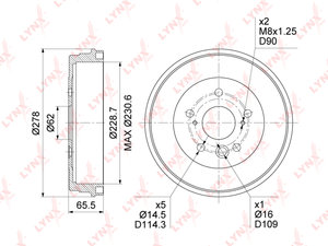 Изображение 1, BM1185 Барабан тормозной TOYOTA Rav 4 (00-05) задний (1шт.) LYNX