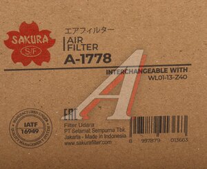 Изображение 4, A1778 Фильтр воздушный MAZDA MPV (95-99) SAKURA