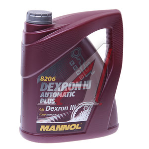 Изображение 1, 1356 Масло трансмиссионное ATF DEXRON III Automatic Plus 4л 8206 MANNOL